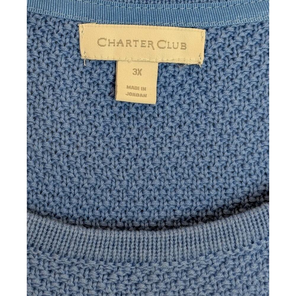 Charter Club Womens Blue Long Sleeve Tunic Pullover Knit Sweater Plus Size 3X - Picture 4 of 8